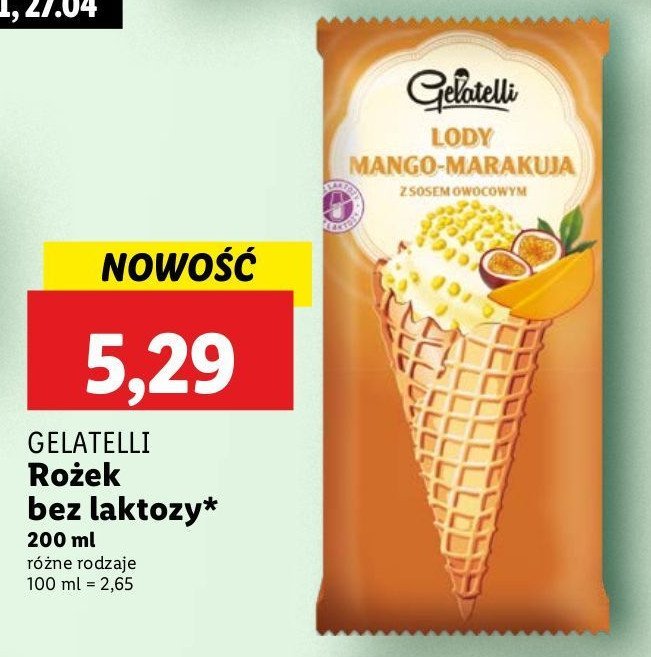 Rożek mango-marakuja z sosem owocowym Gelatelli promocja