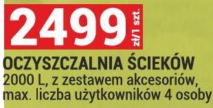 Oczyszczalnia ścieków 2000 L, z zestawem akcesoriów, max. liczba użytkowników 4 osoby promocja w Merkury Market