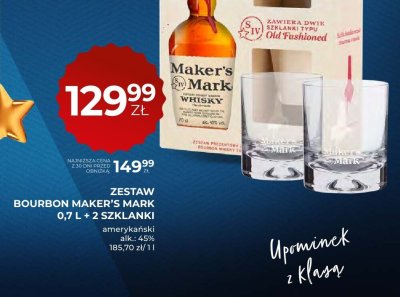 Zestaw bourbon Maker's Mark 0,7 l + 2 szklanki promocja w Duży Ben