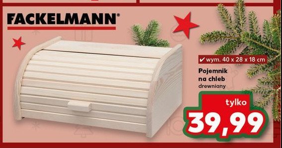 Chlebak drewniany wym. 40 x 28 x 18 cm Fackelmann promocja w Kaufland