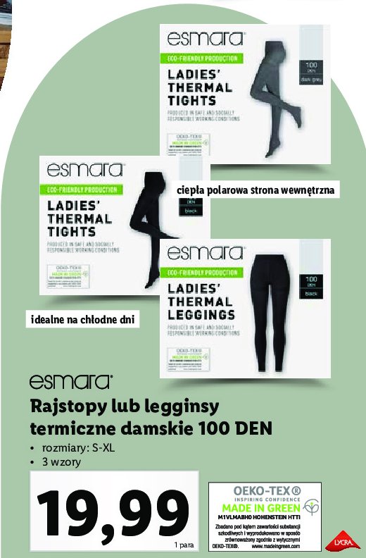 Legginsy damskie 100 den Esmara promocja