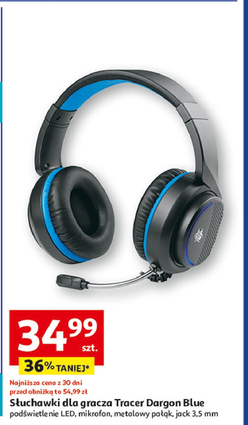 S艂uchawki z mikrofonem dragon niebieskie Tracer promocja