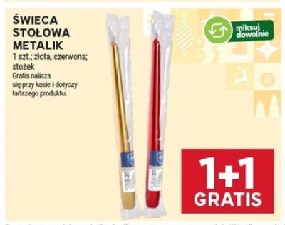 Świeca stołowa metalik 1 szt., różne kolory, czerwony, złoty, srebrny, stożek promocja w Stokrotka