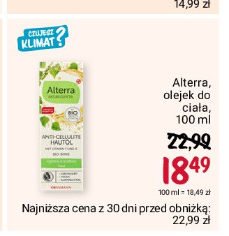 Olejek do cia艂a grejpfrut i brzoza bio Alterra promocja