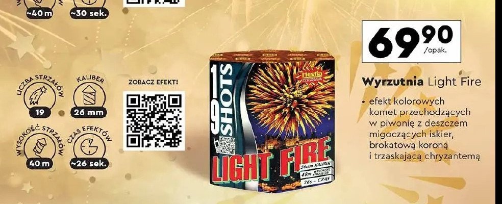 Wyrzutnia light fire 19 strzałów Hestia promocja w Biedronka