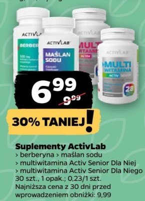 Suplementy ActivLab maślan sodu, multiwitamina Activ Senior Dla Niej, multiwitamina Activ Senior Dla Niego promocja w Netto