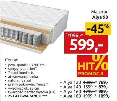 Materac Alya 90 promocja w Black Red White