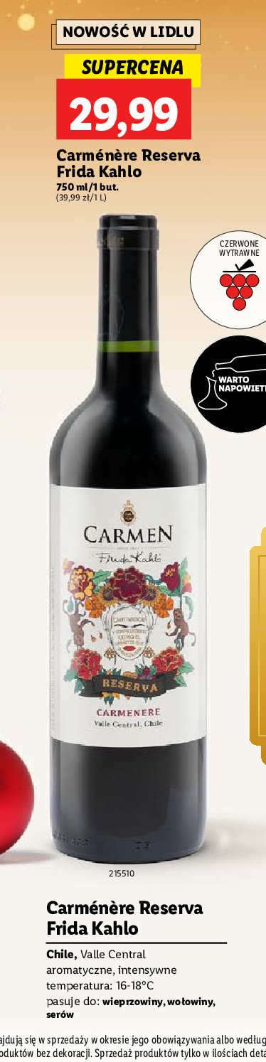 Wino Carmen carmenere reserva promocja