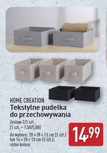 Pudełko tekstylne 28 x 28 x 13 cm Home creation promocja w Aldi