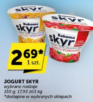 Jogurt Skyr Bakoma wybrane rodzaje 150 g 17.93 zł/kg promocja w Euro Sklep