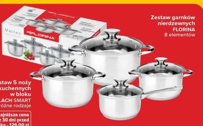 Zestaw garnków nierdzewnych FLORINA 8 elementów promocja w Carrefour