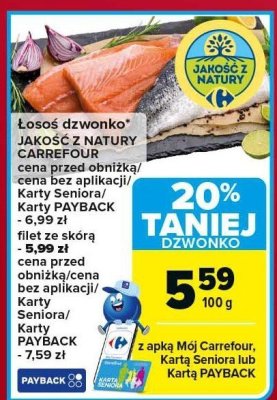 Łosoś dzwonko Jakość z Natury Carrefour promocja w Carrefour
