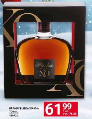Brandy Pliska XO 40% 700 ml promocja w Selgros