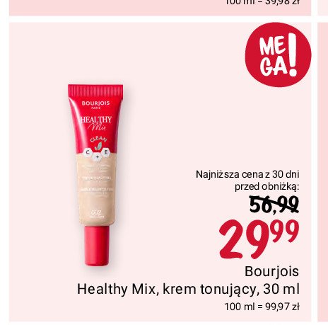 Nawilżający krem tonujący do twarzy 02 light BOURJOIS HEALTHY MIX TINTED BEAUTIFIER promocja