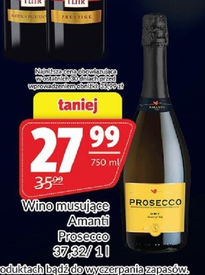 Wino musujące Amanti Prosecco 750ml promocja w Prim Market