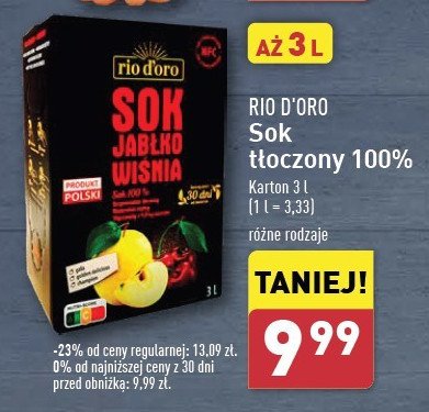 Sok jabłko wiśnia Rio d'oro promocja