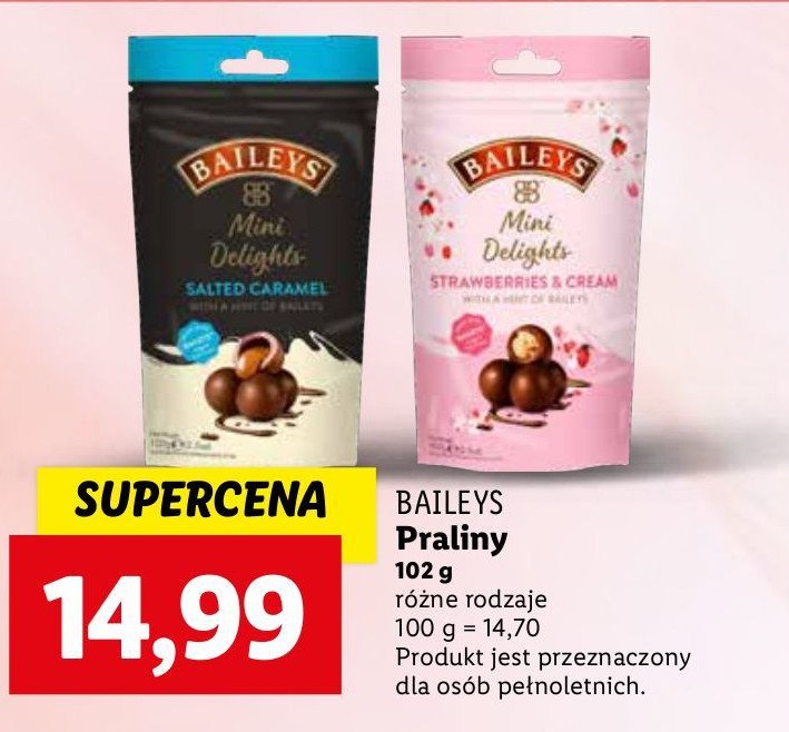 Czekoladki mini delights strawberries Baileys original irish cream promocja