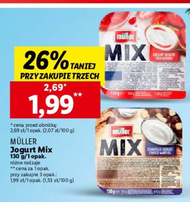 Jogurt truskawkowy Muller mix promocja