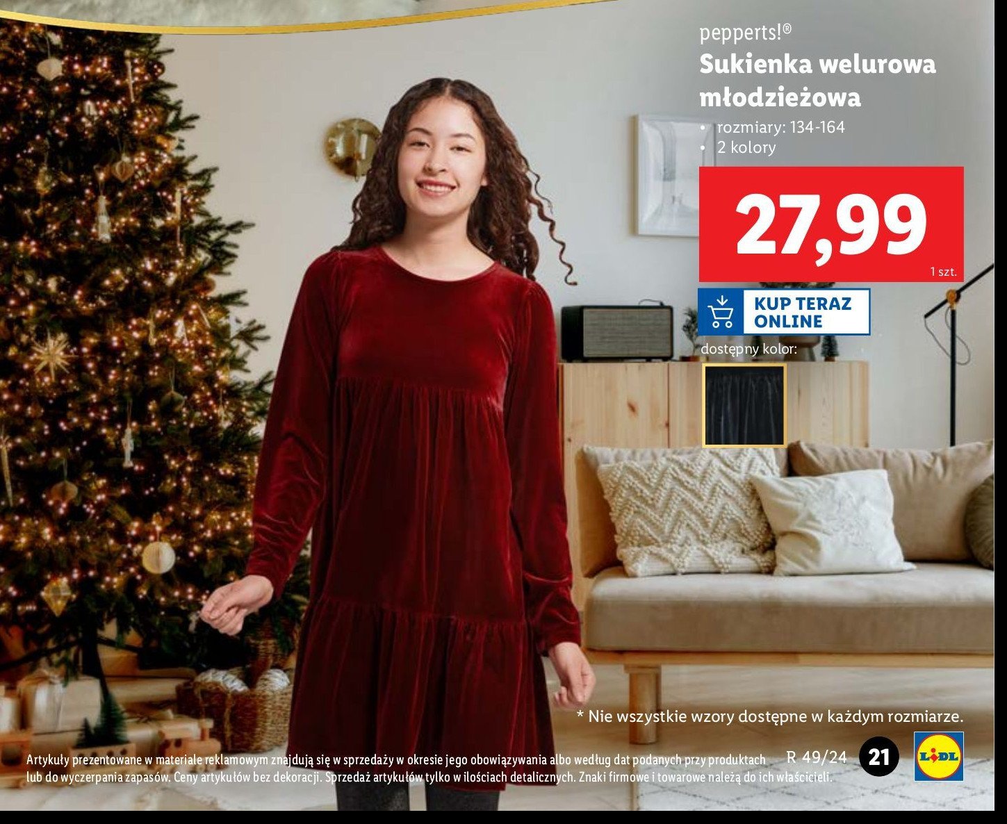 Sukienka welurowa 134-164 Pepperts! promocja