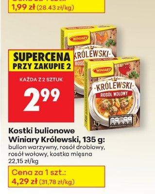 Kostki bulionowe Winiary Królewski 135g bulion warzywny, rosół drobiowy, rosół wołowy, kostka mięsna promocja w Biedronka