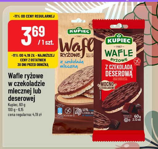 Wafelki ryżowe w mlecznej czekoladzie Kupiec promocja