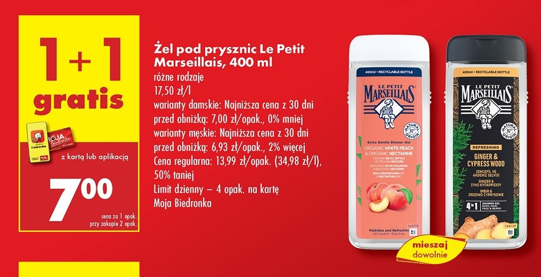 Żel pod prysznic imbir i cyprys Le petit marseillais promocja