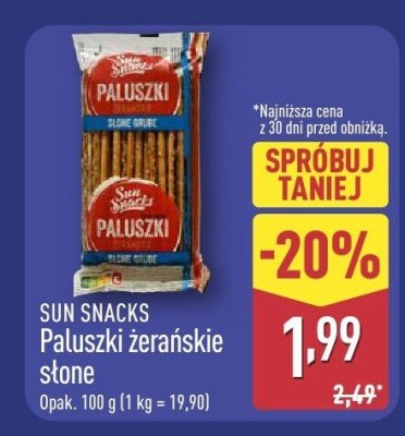 Paluszki żerańskie słone Fanex promocja w Aldi