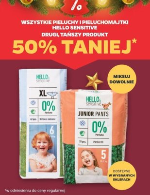 Wszystkie pieluchy i pieluchomajtki Hello Sensitive DRUGIE -50% promocja w Netto