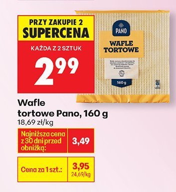 Wafle tortowe Pano, 160 g promocja w Biedronka
