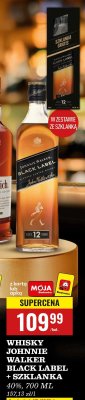 Whisky Johnnie Walker Black Label + szklanka 40% 700 ml promocja w Biedronka