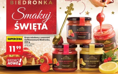 Krem miodowy z owocami liofilizowanymi 250 g, różne rodzaje promocja w Biedronka