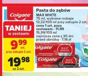 Pasta do zębów luminous Colgate max white promocja w Carrefour