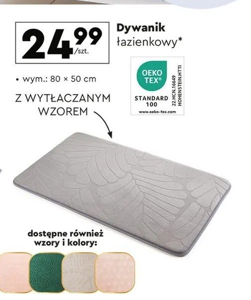 Dywanik łazienkowy 80 x 50 cm promocja w Biedronka