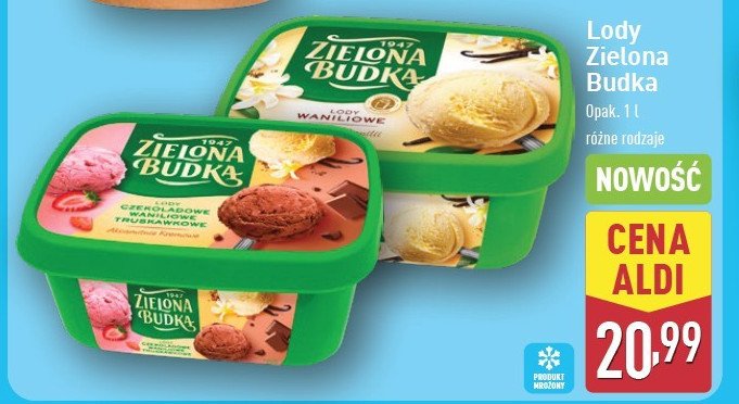 Lody czekoladowo- waniliowo- truskawkowe Zielona budka promocja w Aldi