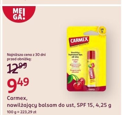 Nawilżający balsam do ust SPF 15 Carmex promocja w Rossmann