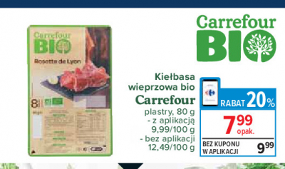 Kiełbasa wieprzowa Carrefour bio promocja