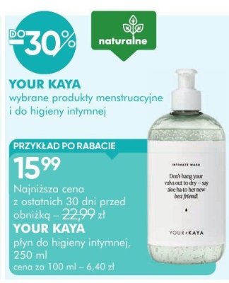Płyn do higieny intymnej YOUR KAYA wybrane produkty menstruacyjne i do higieny intymnej promocja w Super-Pharm