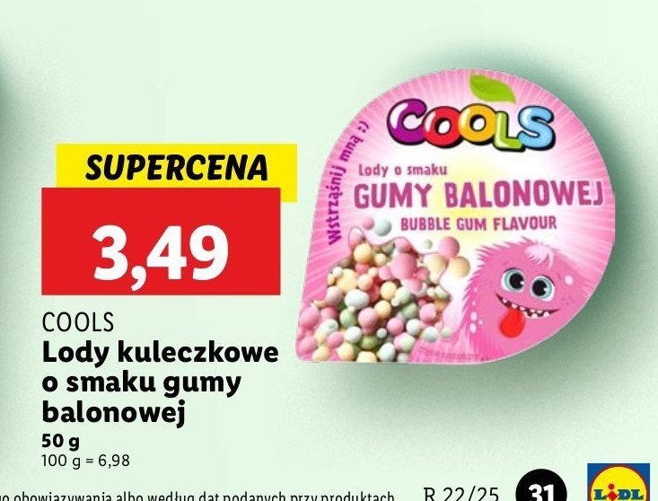 Lody kulki guma balonowa Cools promocja