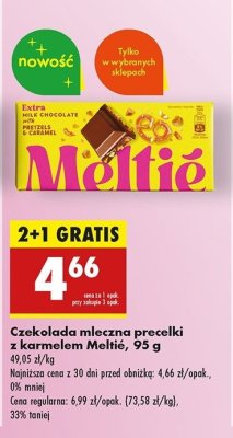 Czekolada mleczna z precelkami i karmelem Meltie promocja