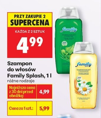 Szampon do włosów Family Splash, 1 l promocja w Biedronka
