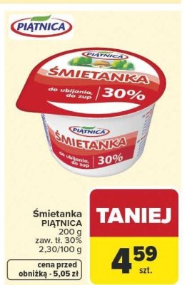 Śmietanka PIĄTNICA promocja w Carrefour