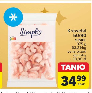 Krewetki gotowane 51/90 Simpl promocja w Carrefour Market