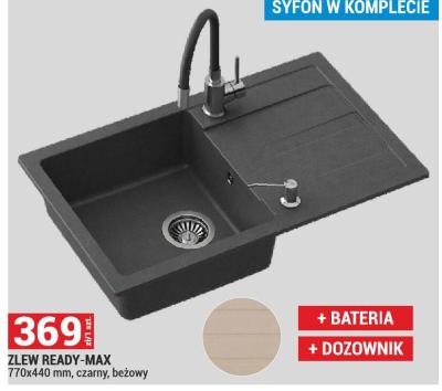 ZLEW READY-MAX 770x440 mm, czarny, beżowy promocja w Merkury Market
