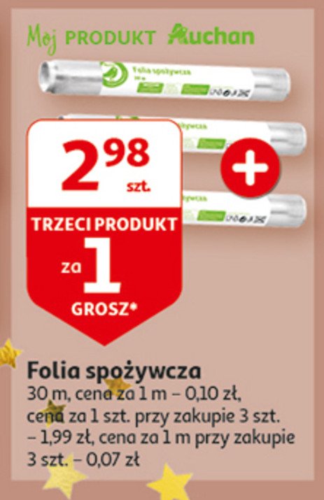 Folia spożywcza 30 m Auchan na co dzień (logo zielone) promocja
