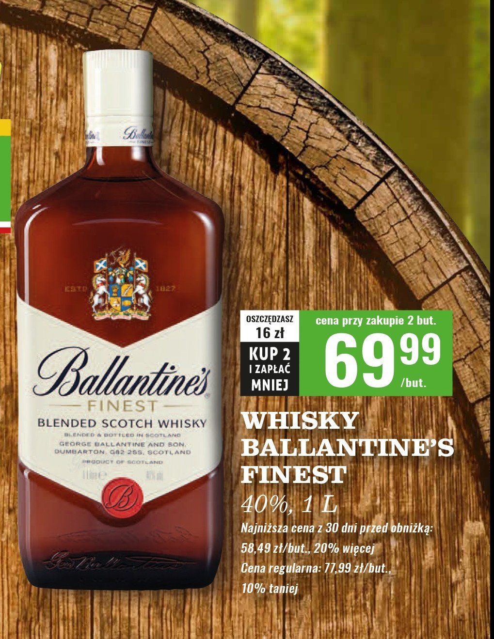 Whisky Ballantine's finest promocja w Biedronka