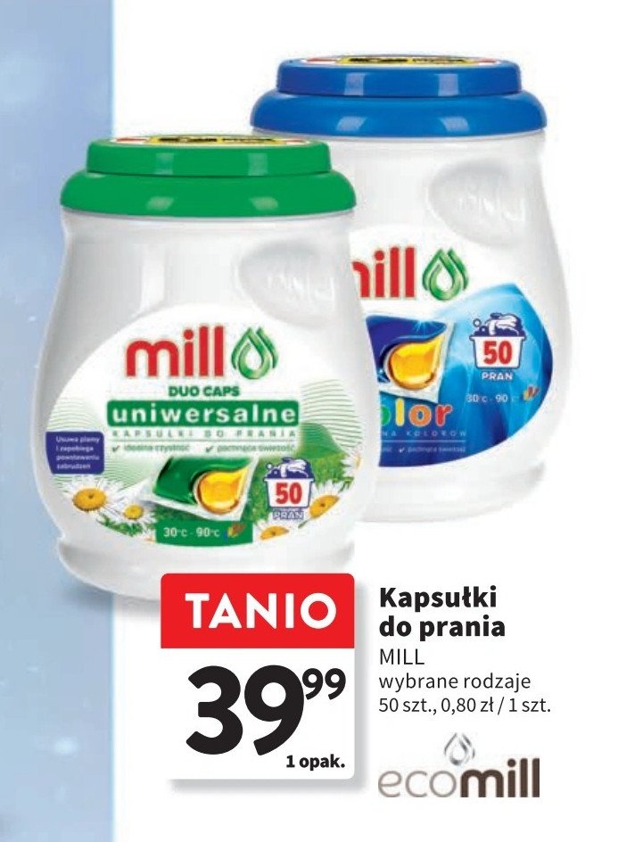 Kapsułki do prania kolor MILL PROFESSIONAL promocja w Intermarche