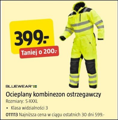 Ocieplany kombinezon ostrzegawczy BLUEWEAR'12 promocja w Jula