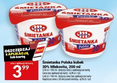 Śmietanka Polska kubek 30% Mlekovita, 200 ml promocja w Twój Market
