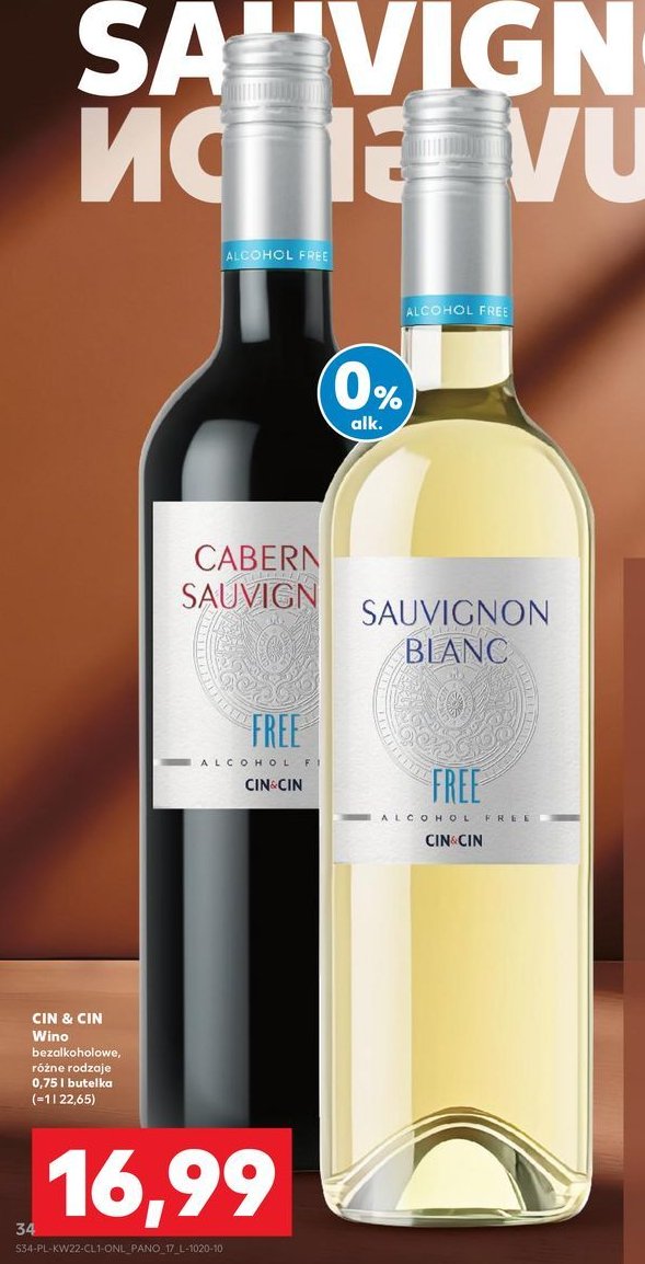 Wino CIN&CIN CABERNET SAUVIGNON FREE promocja w Kaufland