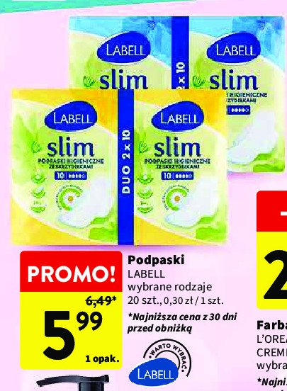 Podpaski higieniczne slim 2-pak Labell promocja